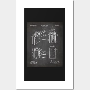 Zippo Lighter Patent - Smoking Smoker Smoke Vape Shop Art - Black Chalkboard Posters and Art